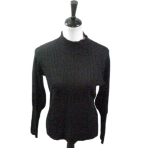 Vila Milano Black Ribbed Mock Neck Sweater Size Large